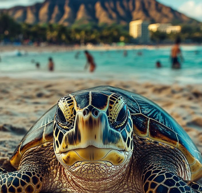 Do turtles come to Waikiki Beach?