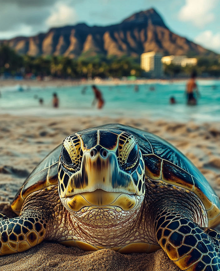 Do turtles come to Waikiki Beach?