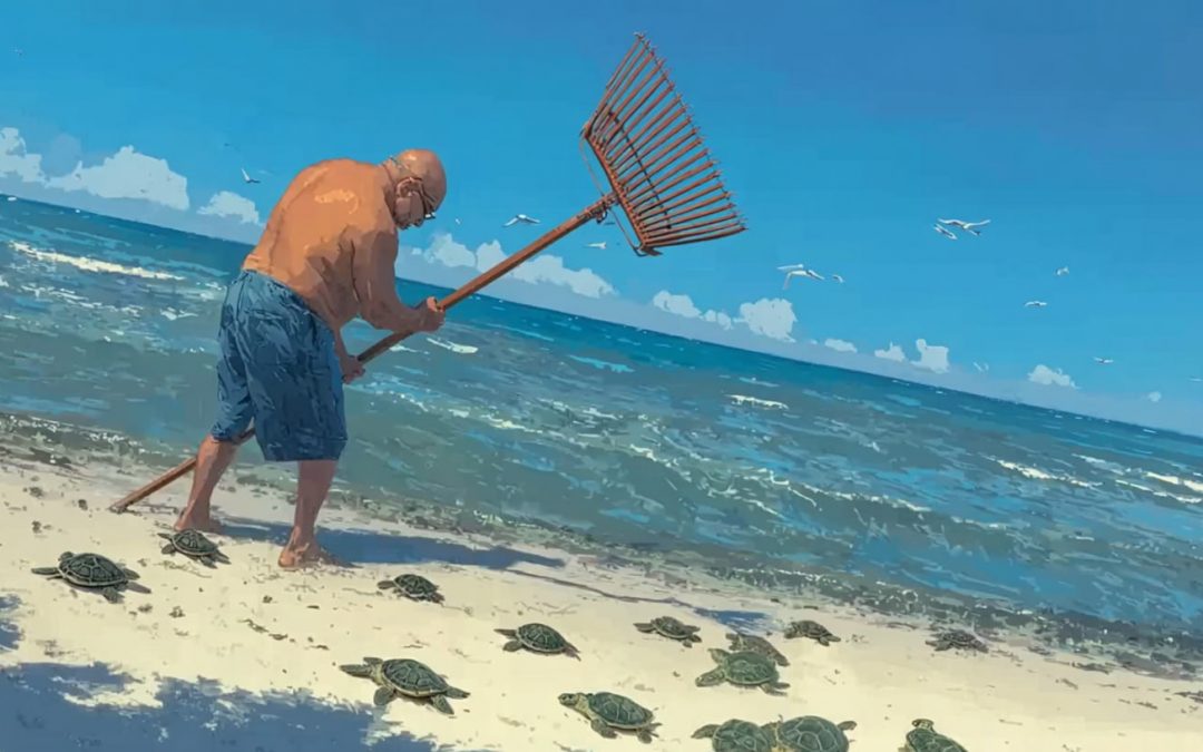 Beach Rake Hero Saves Hundreds Of Baby Turtles