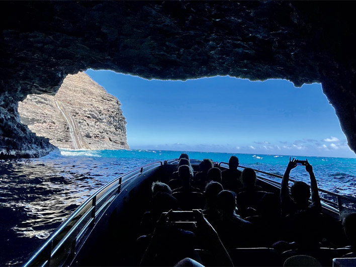Sea cave along the Na Pali Coast on Kauai